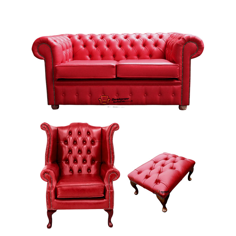 Product photograph of Chesterfield 2 Seater Sofa Queen Anne Chairs Footstool Amp Hellip from Designer Sofas 4U