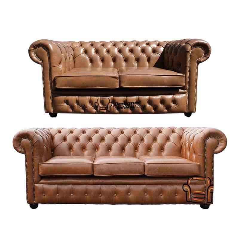 Product photograph of Chesterfield 2 Seater 3 Seater Sofa Old English Tan Leather Amp Hellip from Designer Sofas 4U
