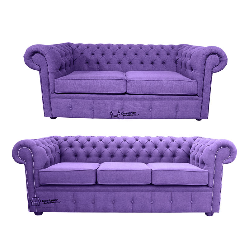 Chesterfield 3 Seater 2 Verity, Purple Three Seater Sofa