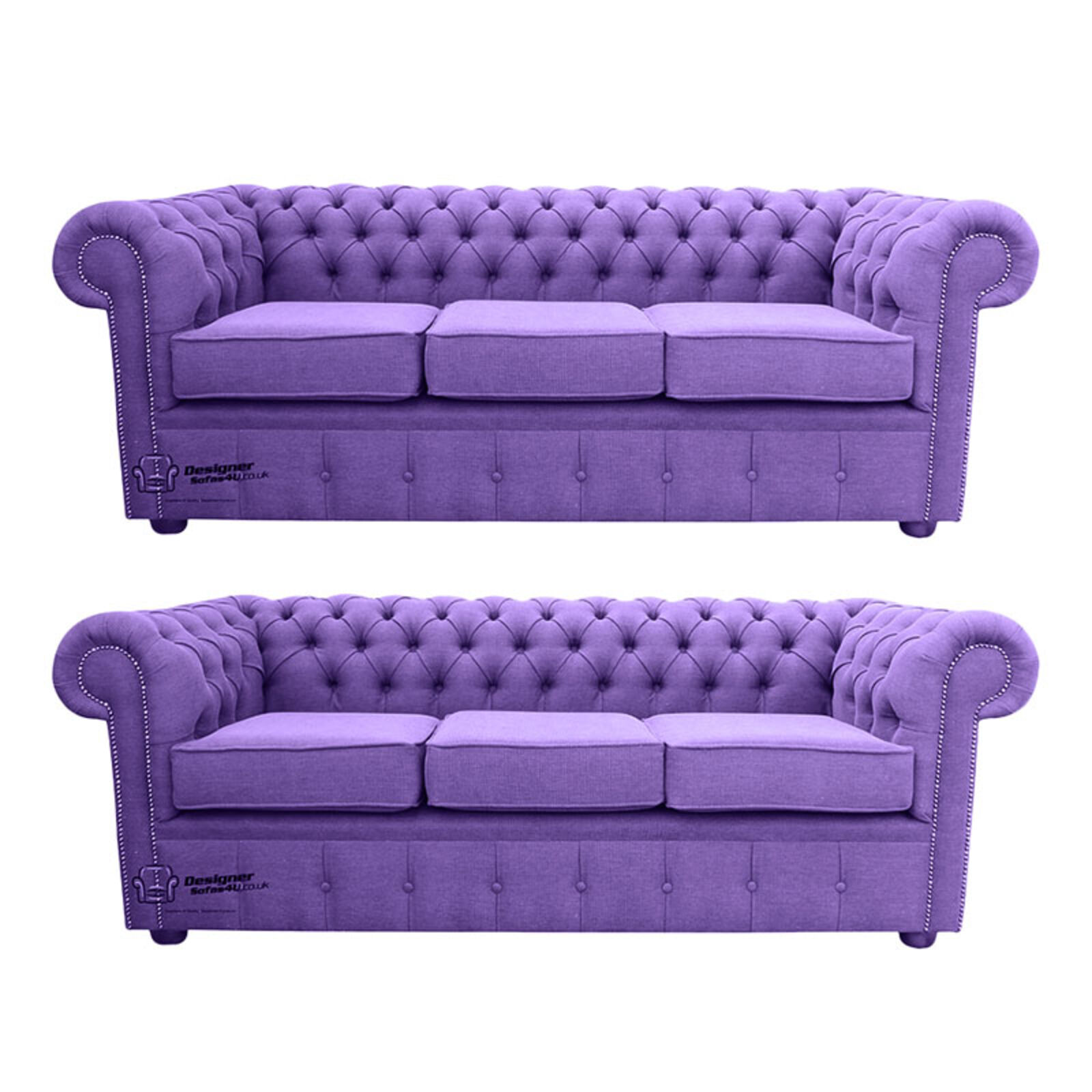 Product photograph of Chesterfield 3 Seater 3 Seater Settee Verity Purple Fabric Amp Hellip from Designer Sofas 4U