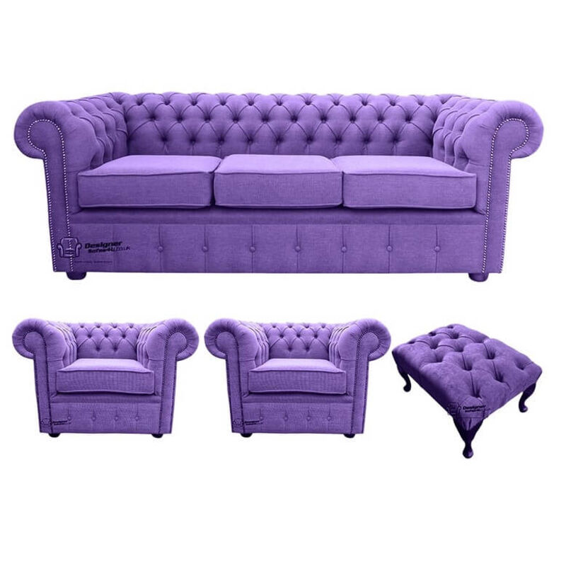 Product photograph of Chesterfield 3 Seater 2 X Club Chairs Footstool Verity Amp Hellip from Designer Sofas 4U