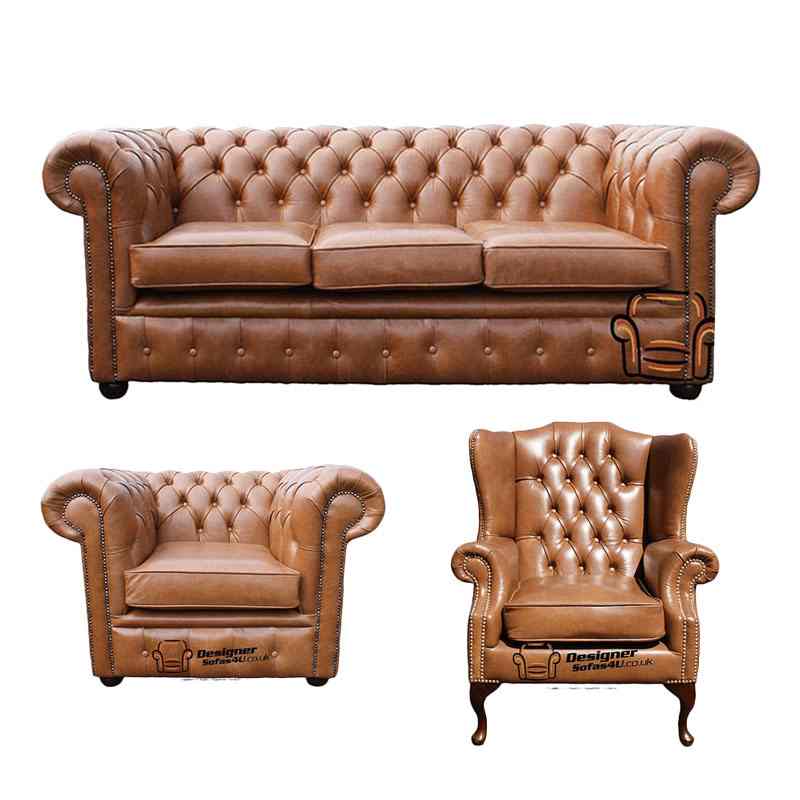 Chesterfield Seater Club Chair Mallory Wing Chair Set