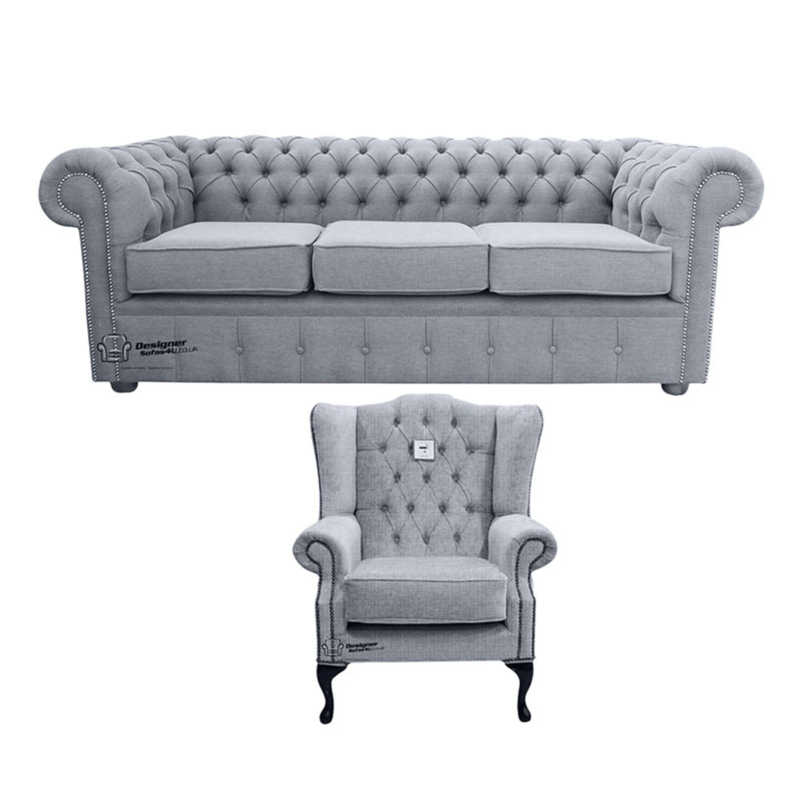 Product photograph of Chesterfield 3 Seater Sofa Mallory Wing Chair Verity Plain Amp Hellip from Designer Sofas 4U
