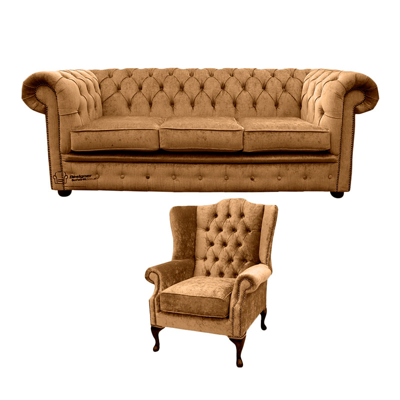 Product photograph of Chesterfield 3 Seater Sofa Mallory Wing Chair Harmony Amp Hellip from Designer Sofas 4U