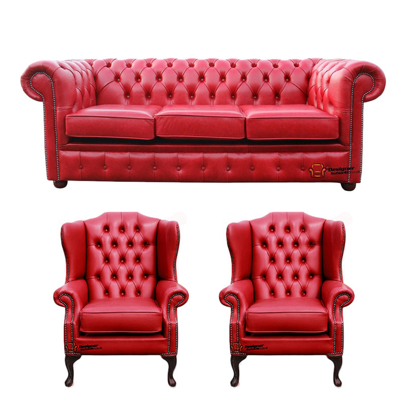 Product photograph of Chesterfield 3 Seater Sofa 2 X Mallory Wing Chairs Old Amp Hellip from Designer Sofas 4U