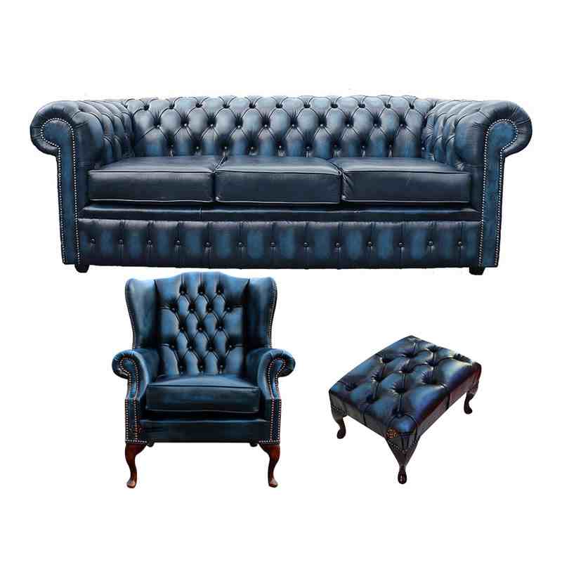 Product photograph of Chesterfield 3 Seater Sofa Mallory Wing Chair Footstool Amp Hellip from Designer Sofas 4U