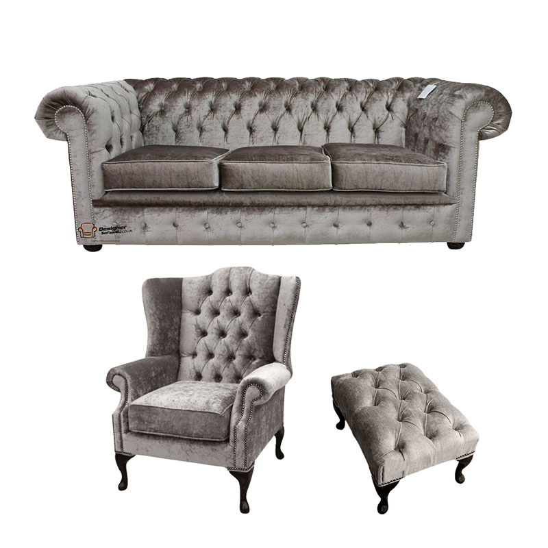 Product photograph of Chesterfield 3 Seater Mallory Wing Chair Footstool Boutique Amp Hellip from Designer Sofas 4U