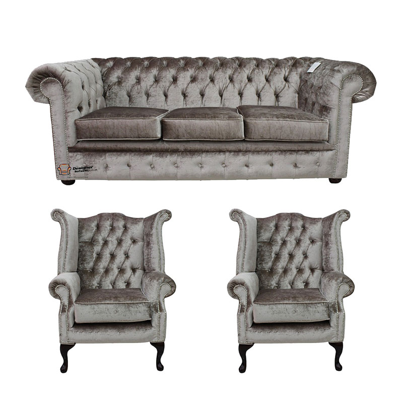 Product photograph of Chesterfield 3 Seater 2 X Queen Anne Chairs Boutique Amp Hellip from Designer Sofas 4U