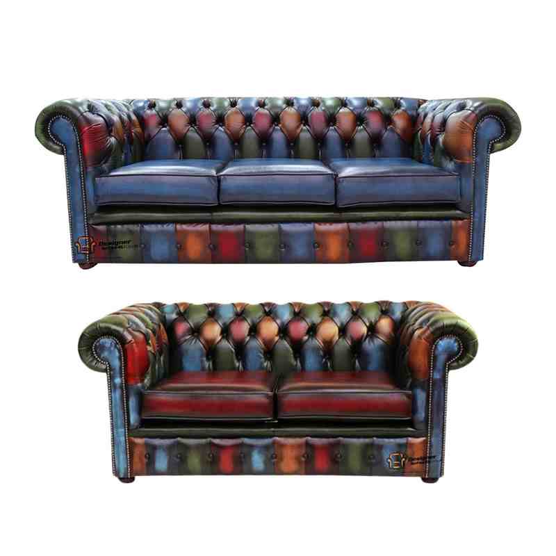 Chesterfield Patchwork 3 Seater 2, Patchwork Leather Chesterfield Sofa
