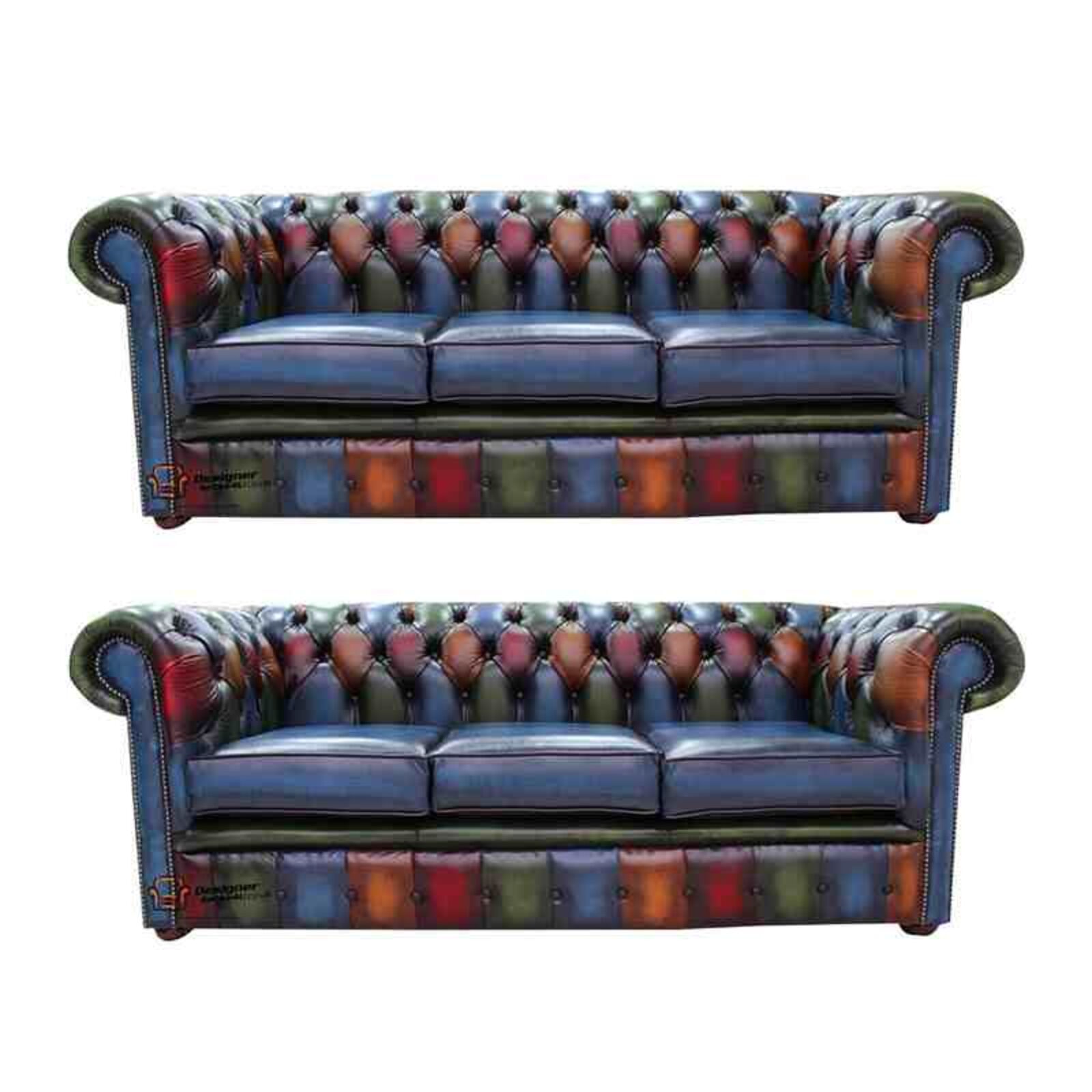 Product photograph of Chesterfield Patchwork Antique 3 Seater 3 Seater Leather Amp Hellip from Designer Sofas 4U