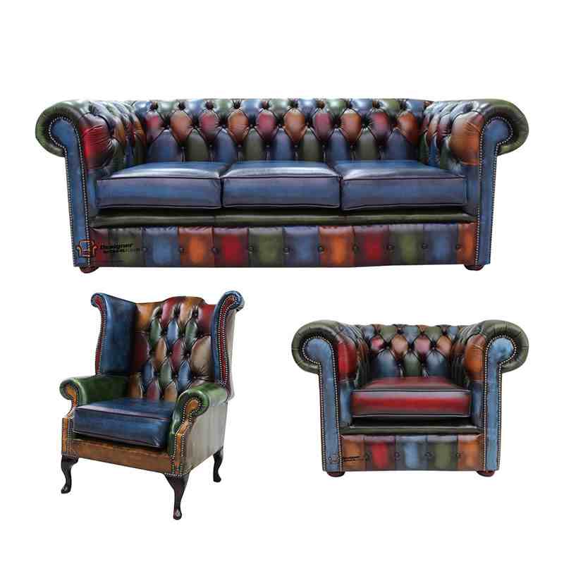 Product photograph of Chesterfield Patchwork Antique 3 Seater Club Chair Queen Amp Hellip from Designer Sofas 4U