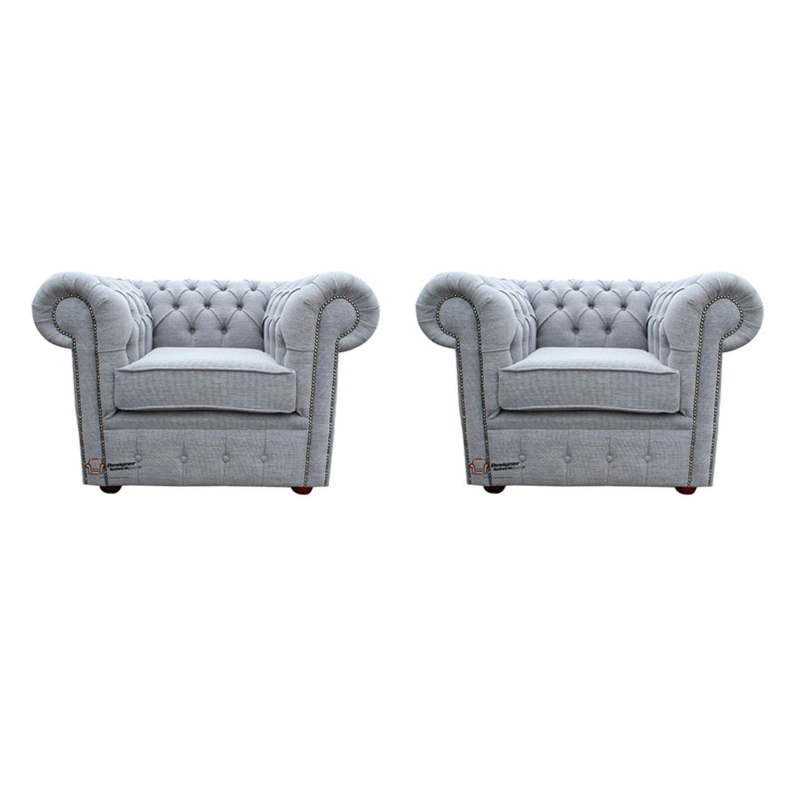 Product photograph of Chesterfield 2 X Club Chairs Verity Plain Steel Fabric Sofa Suite Offer from Designer Sofas 4U
