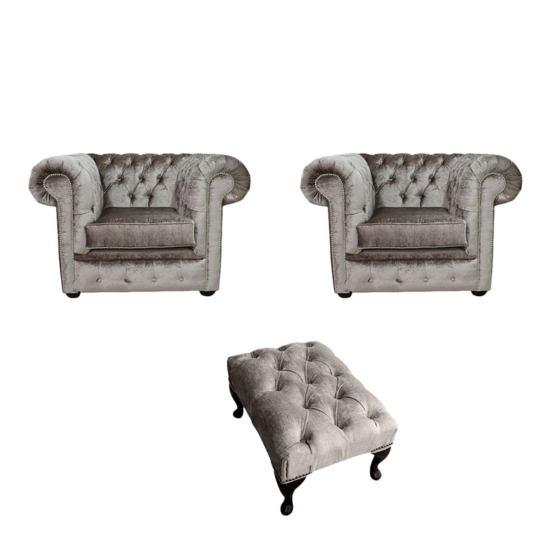Product photograph of Chesterfield 2 X Club Chairs Footstool Boutique Beige Amp Hellip from Designer Sofas 4U