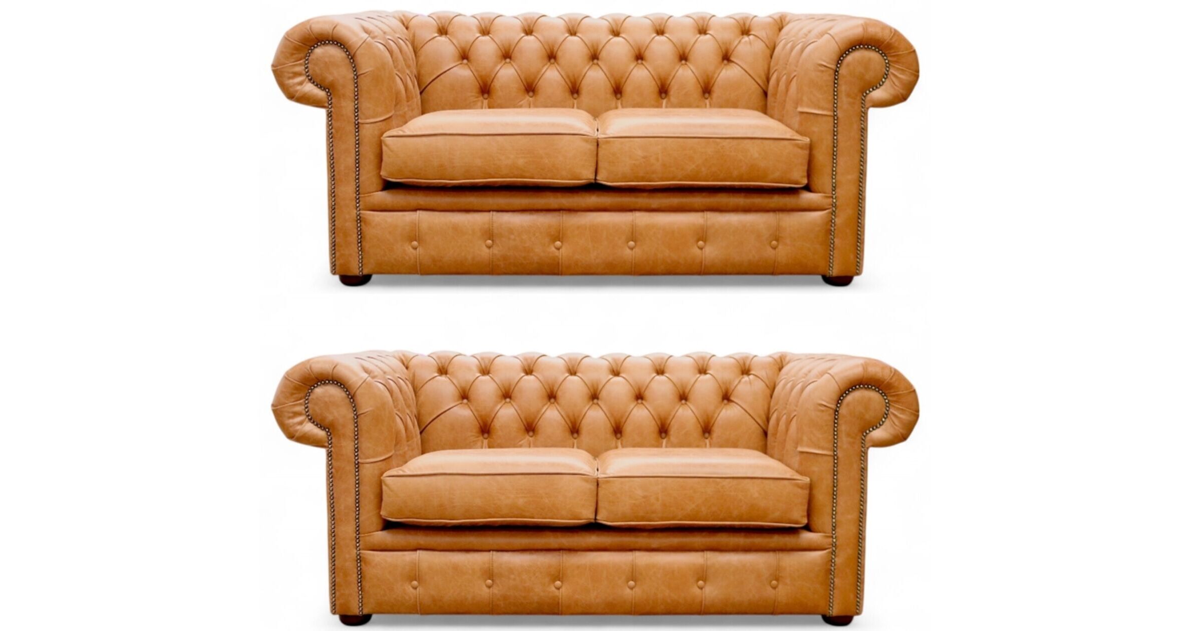 Luxury Old English Tan Leather Chesterfield Sofa Set 2+2 Offer