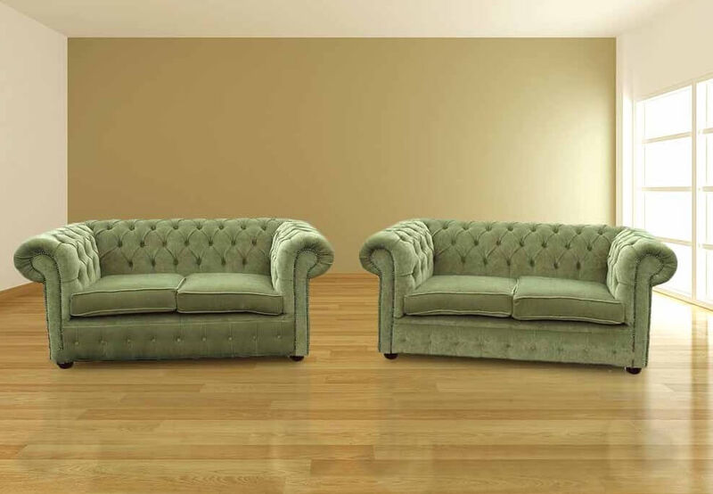 Product photograph of Chesterfield 2 2 Seater Sofa Settee Sage Green Fabric Suite Offer from Designer Sofas 4U