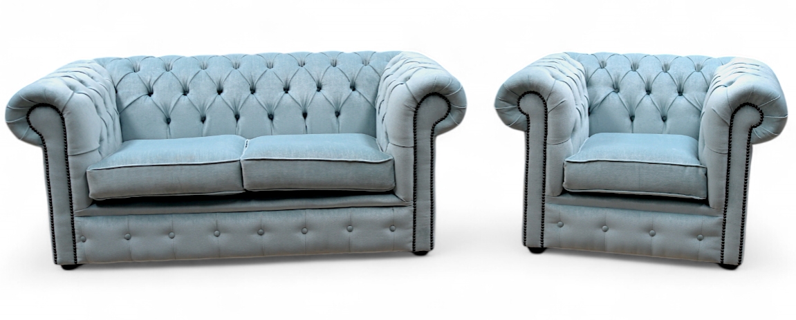 Luxury Chesterfield Seater Club Chair Duck Egg Suite