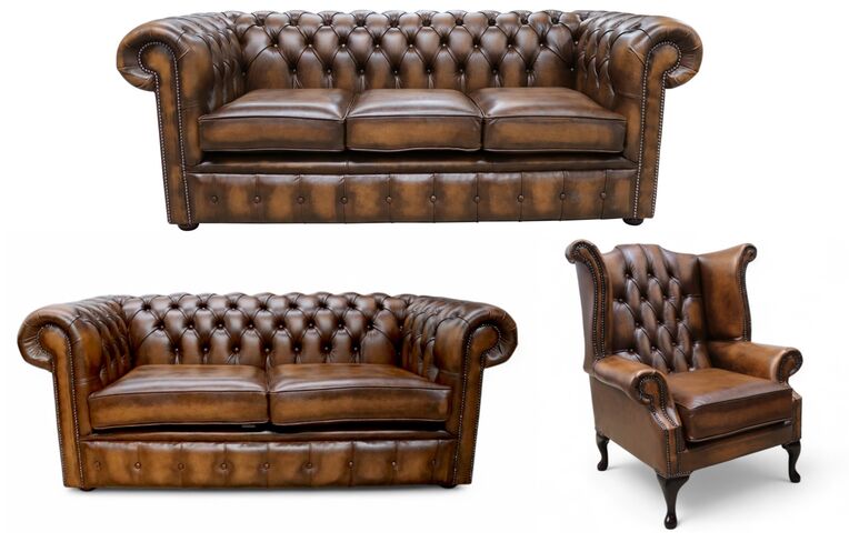 Chesterfield 3+2+1 Sofa Suite Antique Tan Leather Offer