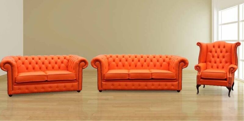 Product photograph of Chesterfield 3 2 1 Sofa Suite In Shelly Flamenco Leather from Designer Sofas 4U