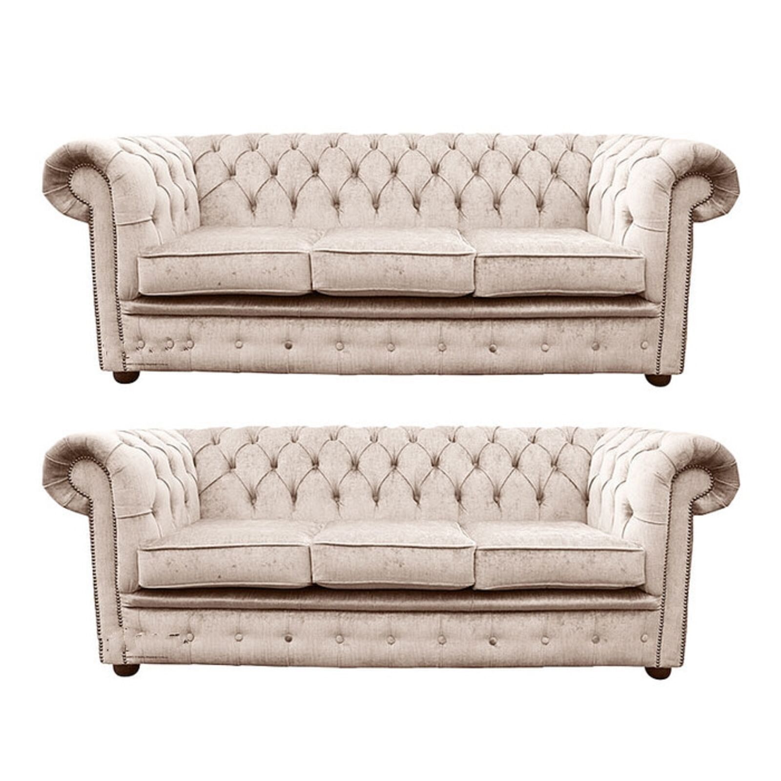 Product photograph of Chesterfield 3 Seater 3 Seater Settee Harmony Ivory Velvet Sofa Suite Offer from Designer Sofas 4U