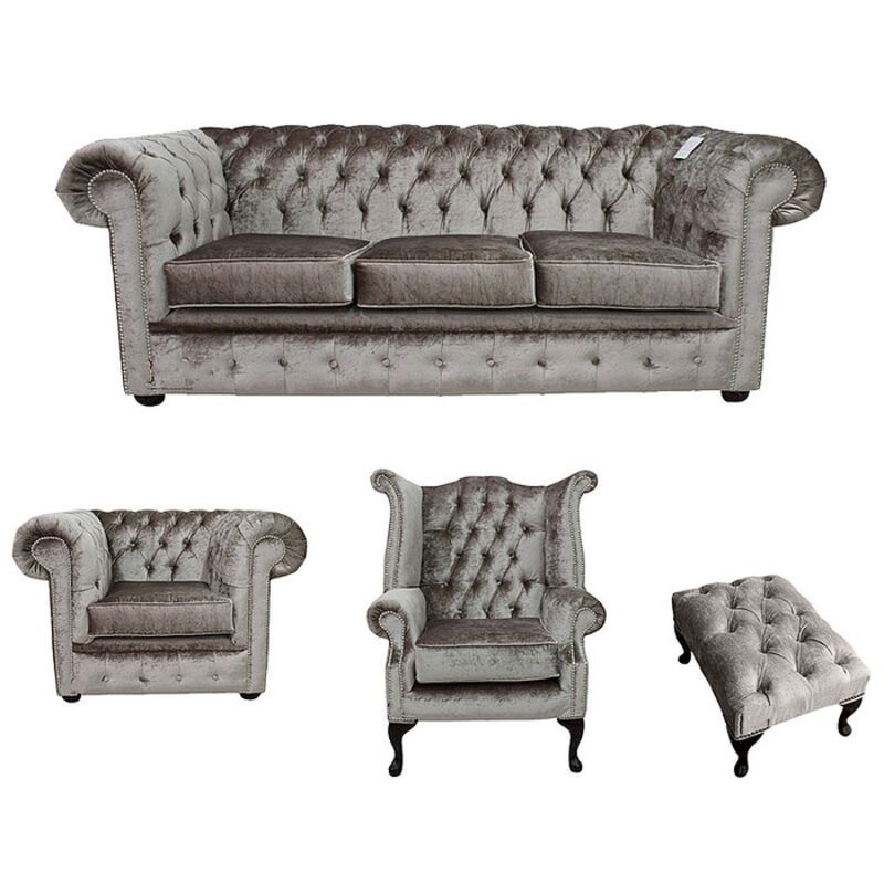Product photograph of Chesterfield 3 Seater Club Chair Queen Anne Chair Footstool Amp Hellip from Designer Sofas 4U