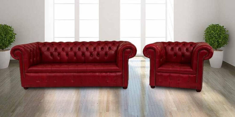 Buy Red Leather 3+1 Chesterfields | UK Manufacturer | DesignerSofas4U