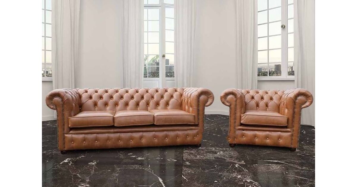 Chesterfield 3 1 Seat Set Made In Uk, Club Leather Sofa