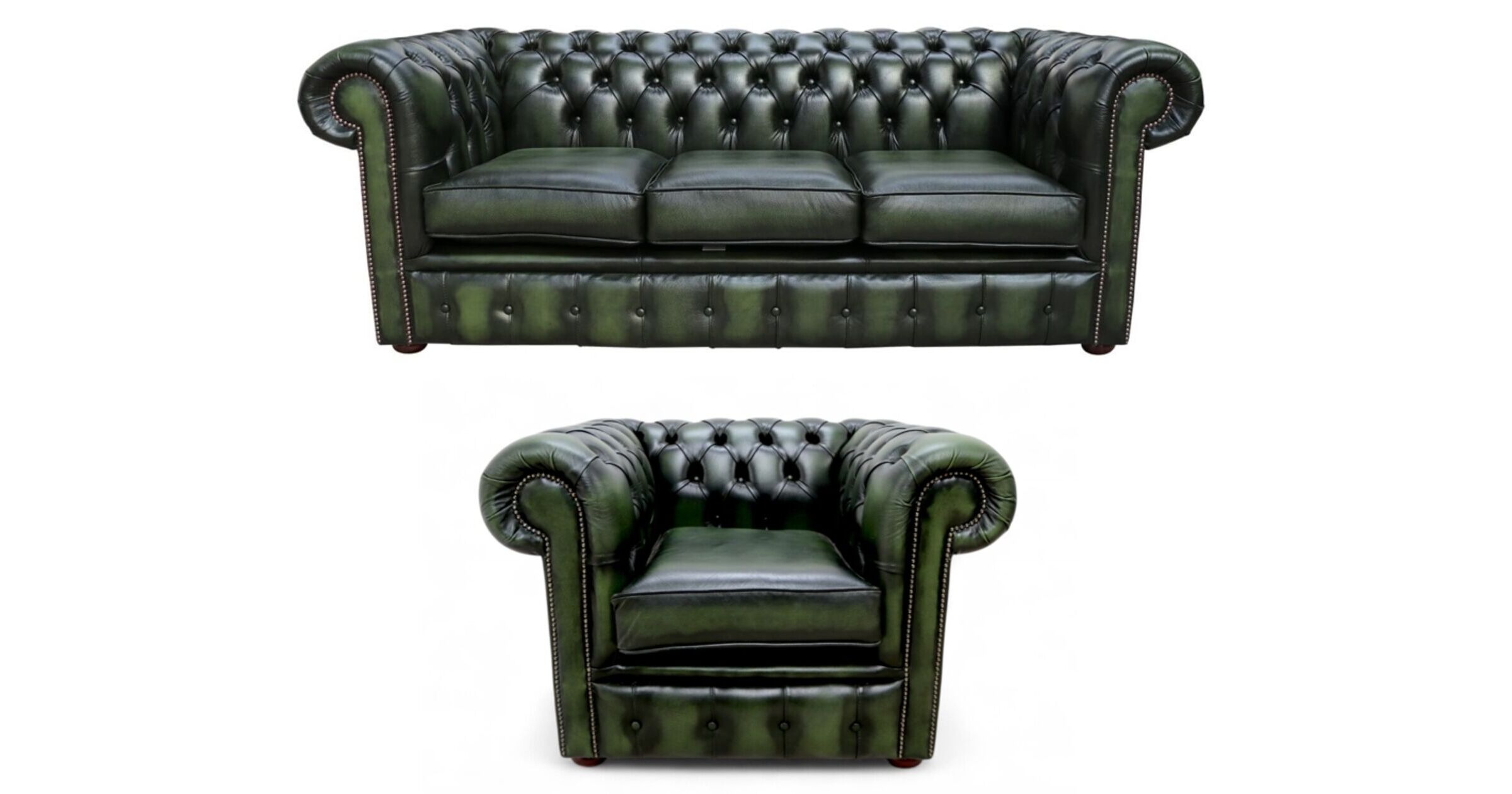Chesterfield 3 Seater Sofa + Club Chair Leather Sofa Suite Offer ...