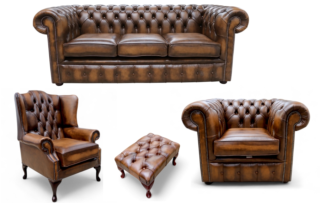 Upgrade Your Space with the Antique Tan Leather Chesterfield Sofa