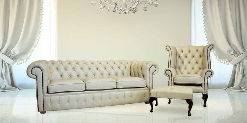 Product photograph of Chesterfield 3 1 Footstool In Shelly Cream Leather from Designer Sofas 4U