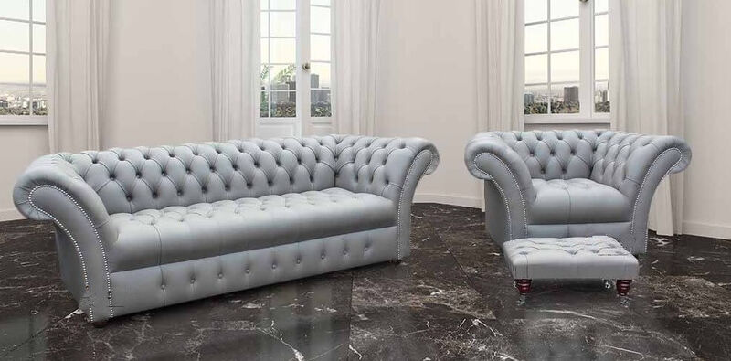 Product photograph of Shelly Silver Birch Leather Chesterfield Grosvenor 3 Seater Amp Hellip from Designer Sofas 4U