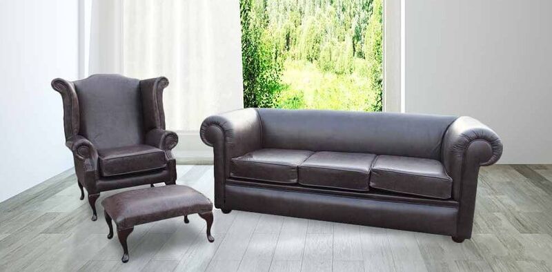Product photograph of Chesterfield Hampton 3 Seater Settee Wing Chair Footstool Amp Hellip from Designer Sofas 4U