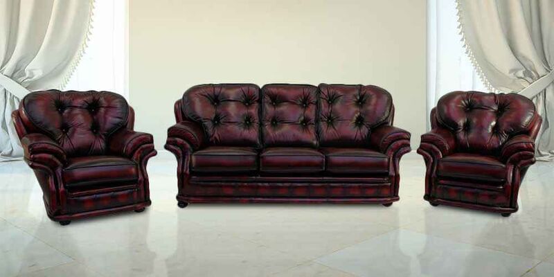 Product photograph of Chesterfield Knightsbridge 3 1 1 Antique Oxblood Leather Sofa Offer from Designer Sofas 4U