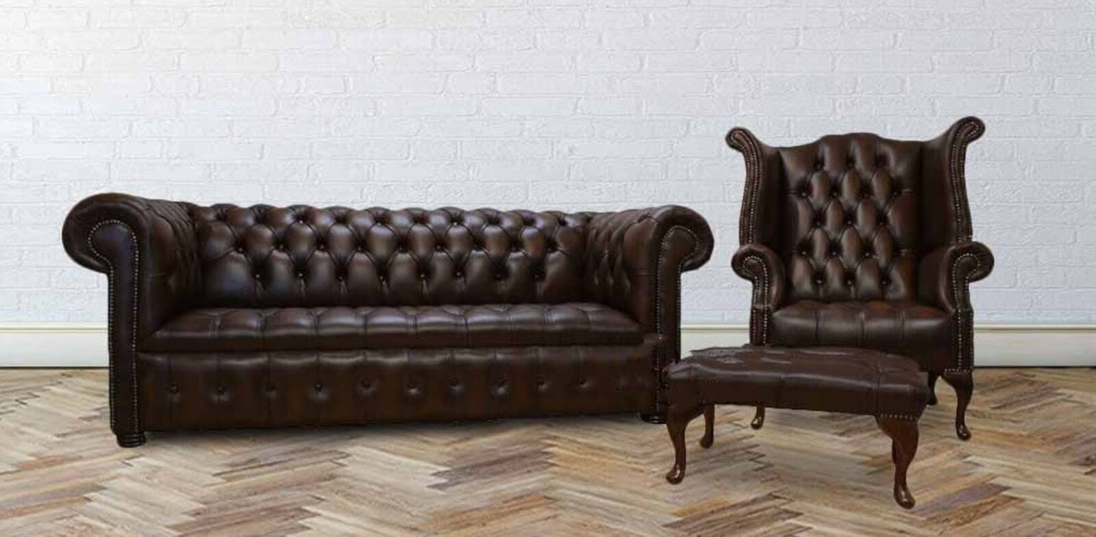Product photograph of Brown Leather Sofa Chesterfield Traditional Vintage Leather Amp Hellip from Designer Sofas 4U