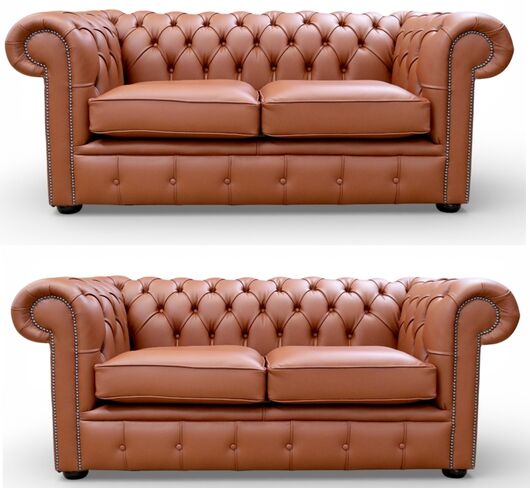 Chesterfield Leather Sofa Suite Spice Leather 2+2