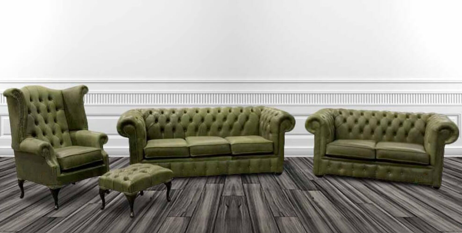 Product photograph of Chesterfield Leather Suite 3 Seater Settee 2 Seater Queen Amp Hellip from Designer Sofas 4U