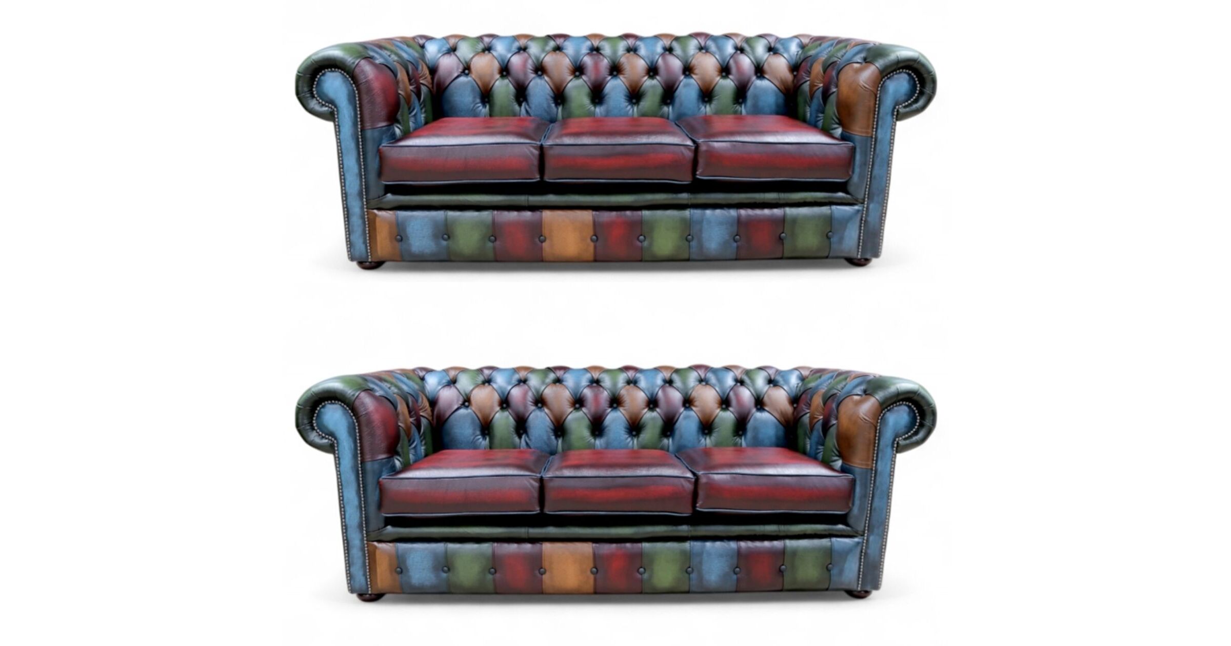 Antique Chesterfield 3 Seater + 3 Seater Leather Sofa