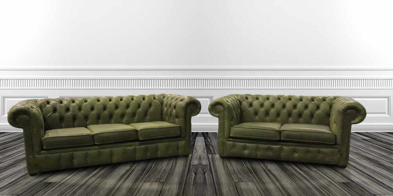 Product photograph of Buy Green Grass Leather Suite Chesterfield Furniture Amp Hellip from Designer Sofas 4U
