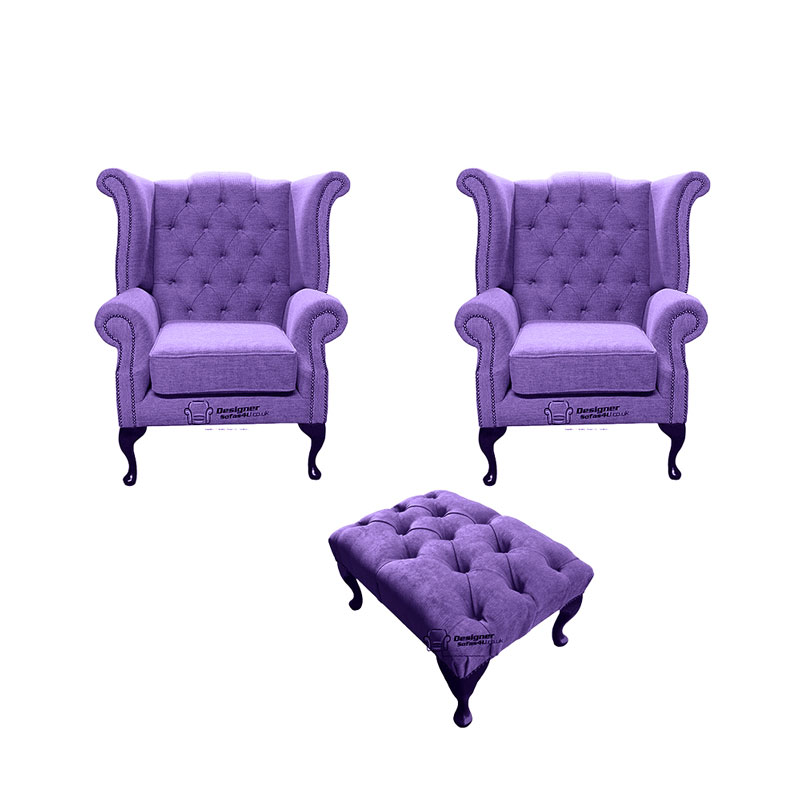 Product photograph of Chesterfield 2 X Queen Anne Chairs Footstool Verity Amp Hellip from Designer Sofas 4U