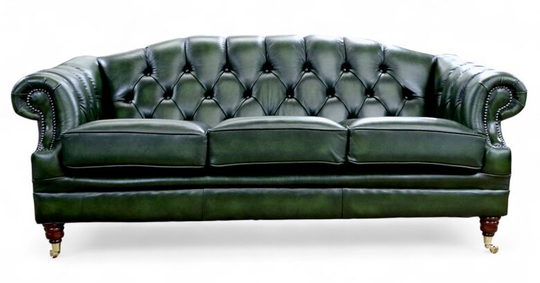 Chesterfield Victoria 3 Seater Leather Sofa Settee Antique Green Leather