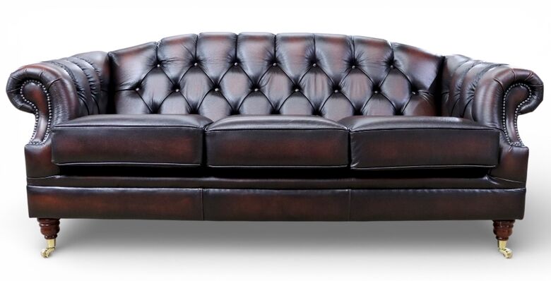 Chesterfield Victoria 3 Seater Leather Sofa Settee Antique Rust Leather