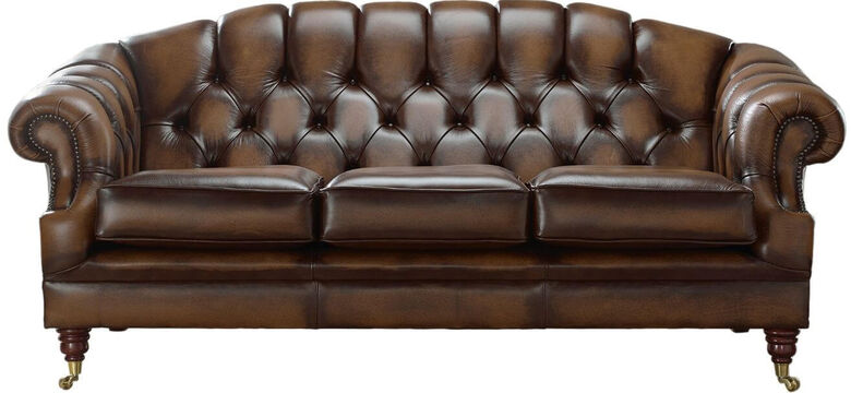 Chesterfield Victoria 3 Seater Leather Sofa Settee Antique Autumn Tan Leather
