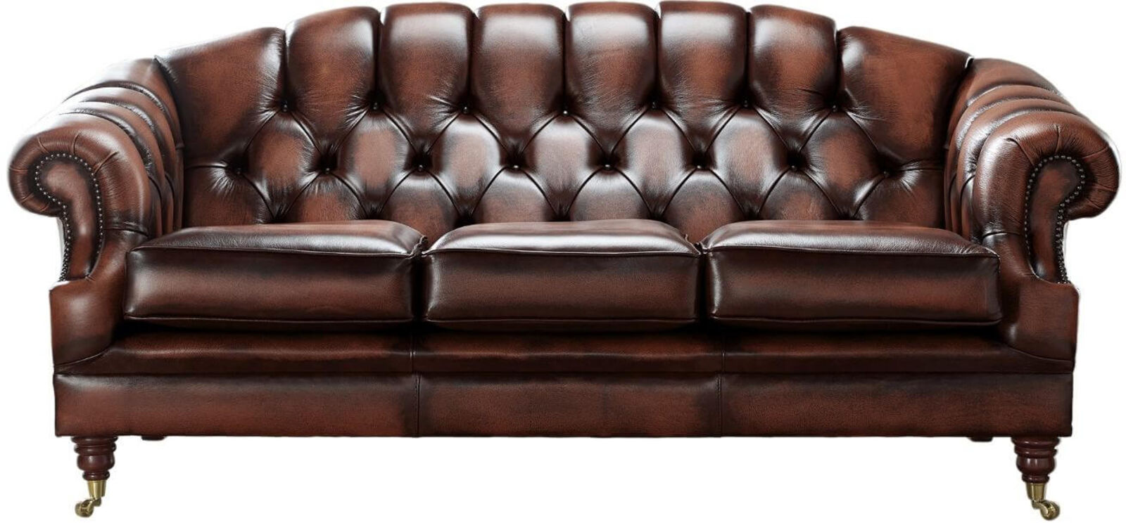 Product photograph of Chesterfield Victoria 3 Seater Leather Sofa Settee Antique Light Rust Leather from Designer Sofas 4U