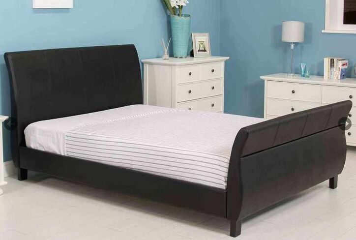 Dante Double Bed Black Faux Leather Bed