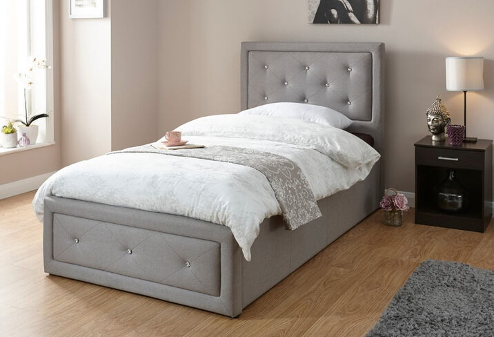 Hollywood Single Storage Bed Stone Fabric