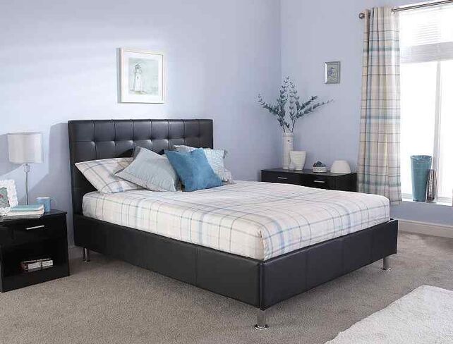 Naples Kingsize Black Faux Leather Upholstered Bed