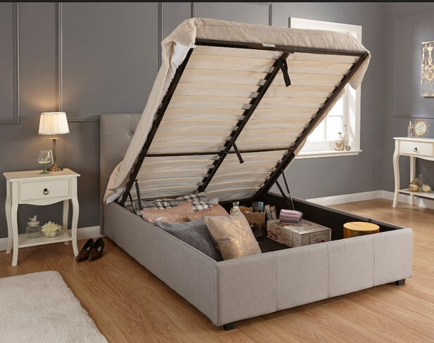 Regal Kingsize Grey Fabric Storage Bedstead