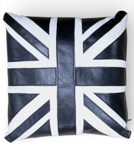 Black & White Union Jack Decorative Leather Pillow – Modern Accent Cushion