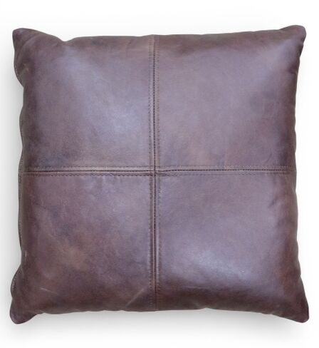 Handcrafted Decorative Nappa Umbar Leather Throw Pillow – Modern Accent Cushion