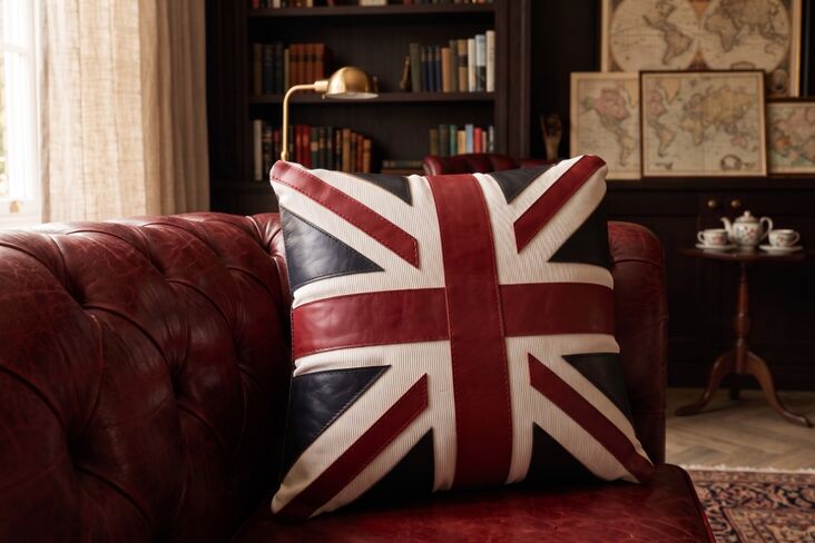 Union Jack Decorative Leather Pillow – Modern Accent Cushion