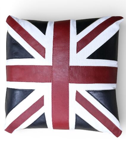 Union Jack Decorative Leather Pillow – Modern Accent Cushion